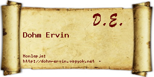Dohm Ervin névjegykártya
